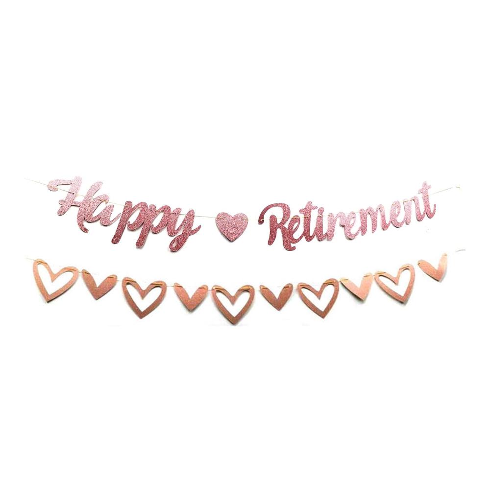 Personalisiertes Ruhestand-Banner – Roségoldenes The Legend Has Retired Banner mit Liebe Wimpelkette – Partyzubehörset für den perfekten Abschied – Individuelle Ru