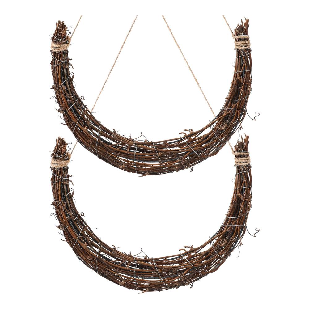 Entdecken Sie die Vielfalt 2er-Set Mondförmiger Rattan-Kranz für DIY-Bastelspaß! Kunstblumen Weinzweige & mehr für Wanddekorationen Hochzeiten & We