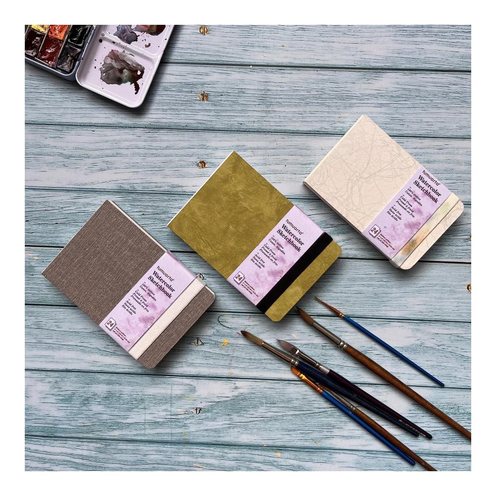 Tumuarta Aquarell Skizzenbuch 300 GSM | 100% Baumwolle | 10x15 cm | 24 Blatt - Feinkorn Papier | Säurefrei | Perfektes Aquarellbuch & Reiseskizzenbuch
