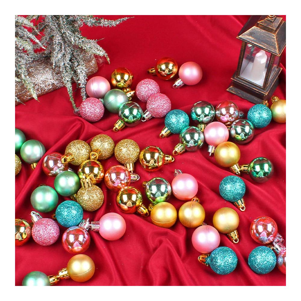 54 Stück 3 cm Große Weihnachtskugeln Set - Bruchsichere Kunststoff-Hängeornamente in Pink Blau und Gold - Perfekt für Zuhause Weihnachtsfeier und Dekoration - Hochwertige Weihnachtsbaumkugeln