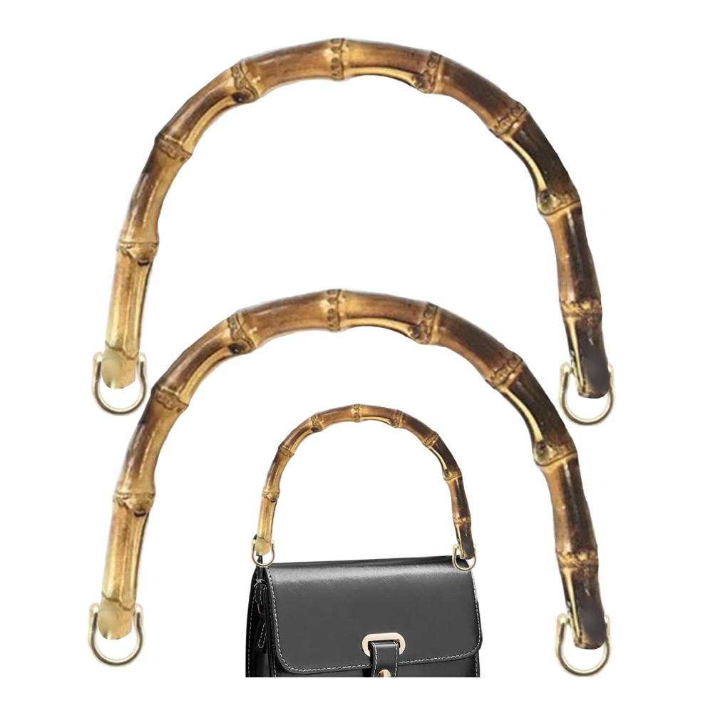 Exquisite Handtaschengriffe aus Bambus - 2er Set für DIY-Projekte | Robuste U-Form mit goldenen Schnallen | Ideale Ersatzgriffe für die Taschenherstellung und kreatives Basteln | Goldgelb Groß