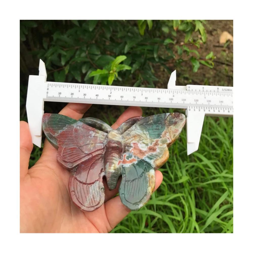 Verleihen Sie Ihrem Zuhause Glanz! 120mm Natürlicher Ozeanjaspis Schmetterling Naturstein & Kristall Dekosteine Geode Hexerei - Moderner Standdeko für eine magische Heimdekoration. Erwecken Sie Ihre Räume zum Leben mit diesem einzigartigen Edelsteinensemble