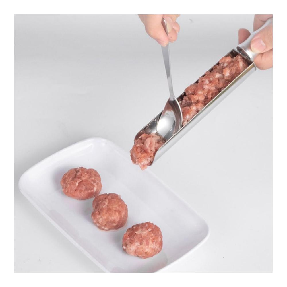 Formen Sie köstliche Fleischbällchen mit Leichtigkeit! Tragbare Gießformen aus hochwertigem 304-Edelstahl für die Küche. Handlicher manueller Fleischbällchenlöffel mit langem Griff für müheloses Formen