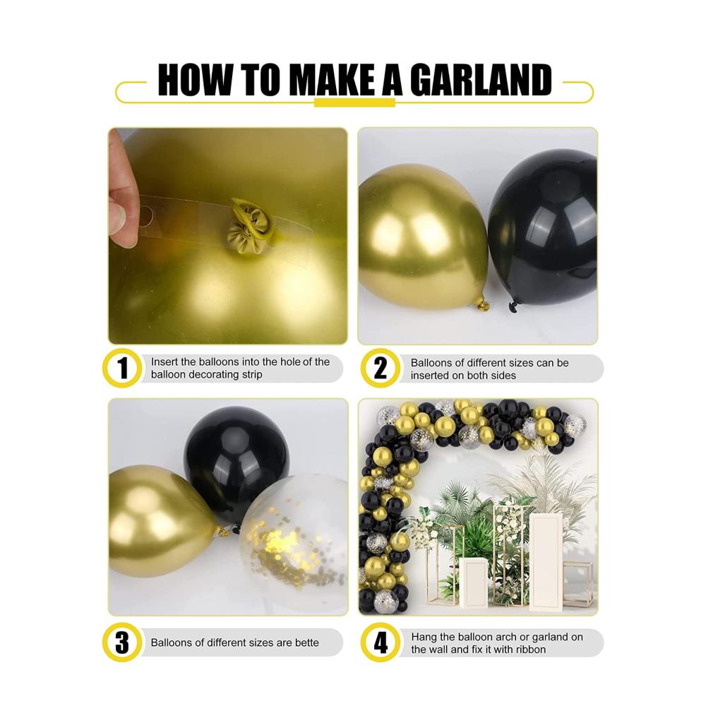 Luftballon Girlande Schwarz Gold Kit 114 Stück - Partyzubehörsets für unvergessliche Momente Hochzeit Geburtstag Bachelorette und mehr! Perfekte Deko für jeden Anlass