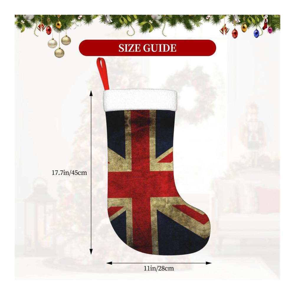 Personalisierte Nikolausstiefel mit britischem Flaggendesign - Perfekte Weihnachtsstrümpfe für Familienurlaubspartys - Traditionelle Dekoration mit modern