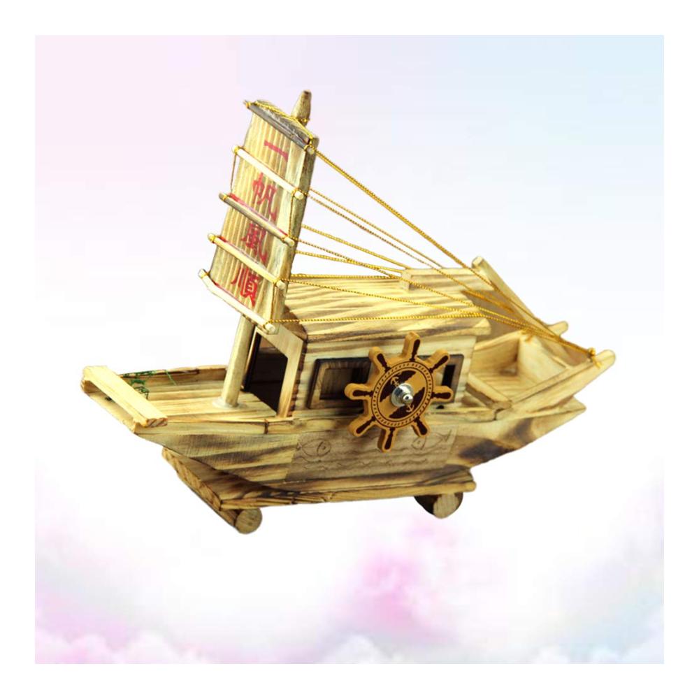 Entzückende Vintage-Spieluhr Dekorative Holz-Segelboot-Skulptur – Perfektes Geschenk für Heim und Büro! Sammeln Sie zeitlose Erinnerungsstück