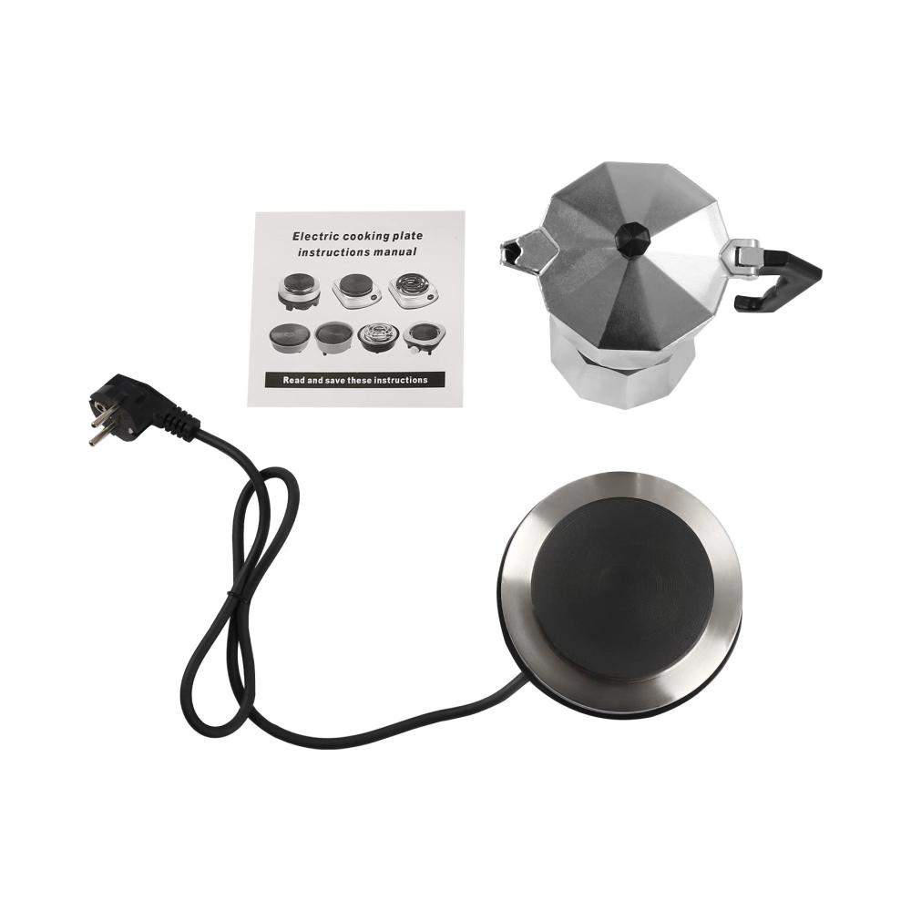 Elektrischer Espressokocher 3 Tassen - Kompakte Espresso-Maschine mit Heizplatte für perfekten Kaffee- und Teegenuss - Schnell & Einfach zu bedienen - Inklusive Moka-Kanne & Mini Kochplatte bis 200℃