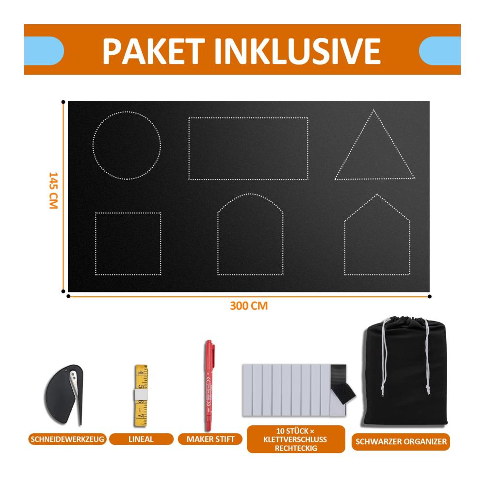 Premium Seitenzug- & Springrollos - Ultimative Verdunkelung für Fenster! Tragbare Verdunklungsfolie 100% Dachfenster Verdunkelung ohne Bohren. Ideal für Schlafzimmer und Reisen. Größe 300x