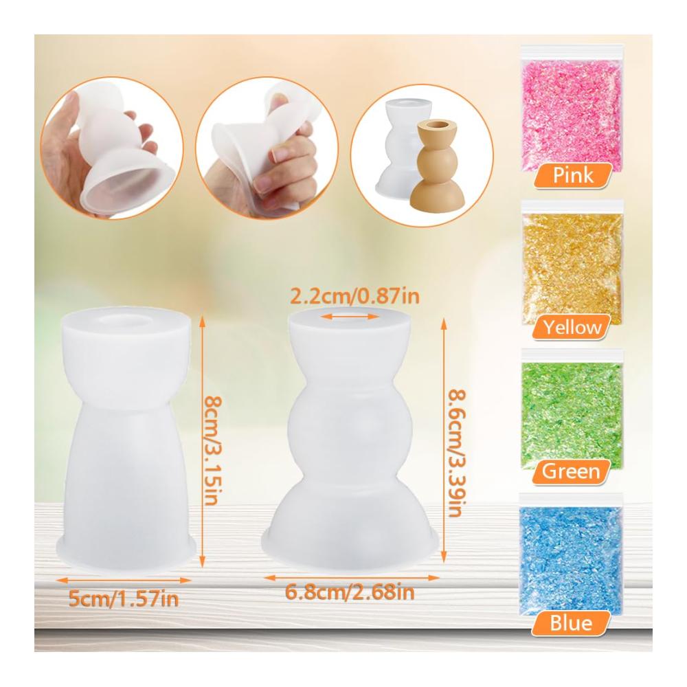 Entdecken Sie kreative Vielfalt mit unseren hochwertigen Silikon-Gießformen für Kerzenhalter! 2er-Set inklusive Blattgold-Pailletten für DIY-Meisterwerke. Perfekt für Kerzenständer Tablett und Möbeldekoration. Gestalten Sie stilvolle Unikate für ein einzigartiges Neujahrsgeschenk