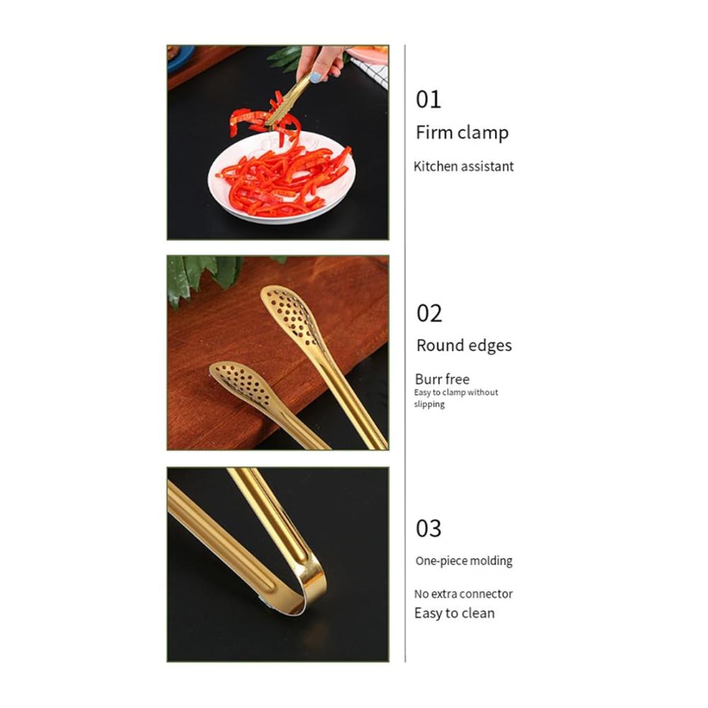 Edelstahl Zangen Set – 6-teiliges Küchenzubehör für Lebensmittel Grill & mehr | Vielseitige Buffet- und Brotzange | Inklusive Eiszange | Robust & Leicht zu handhaben | Silber