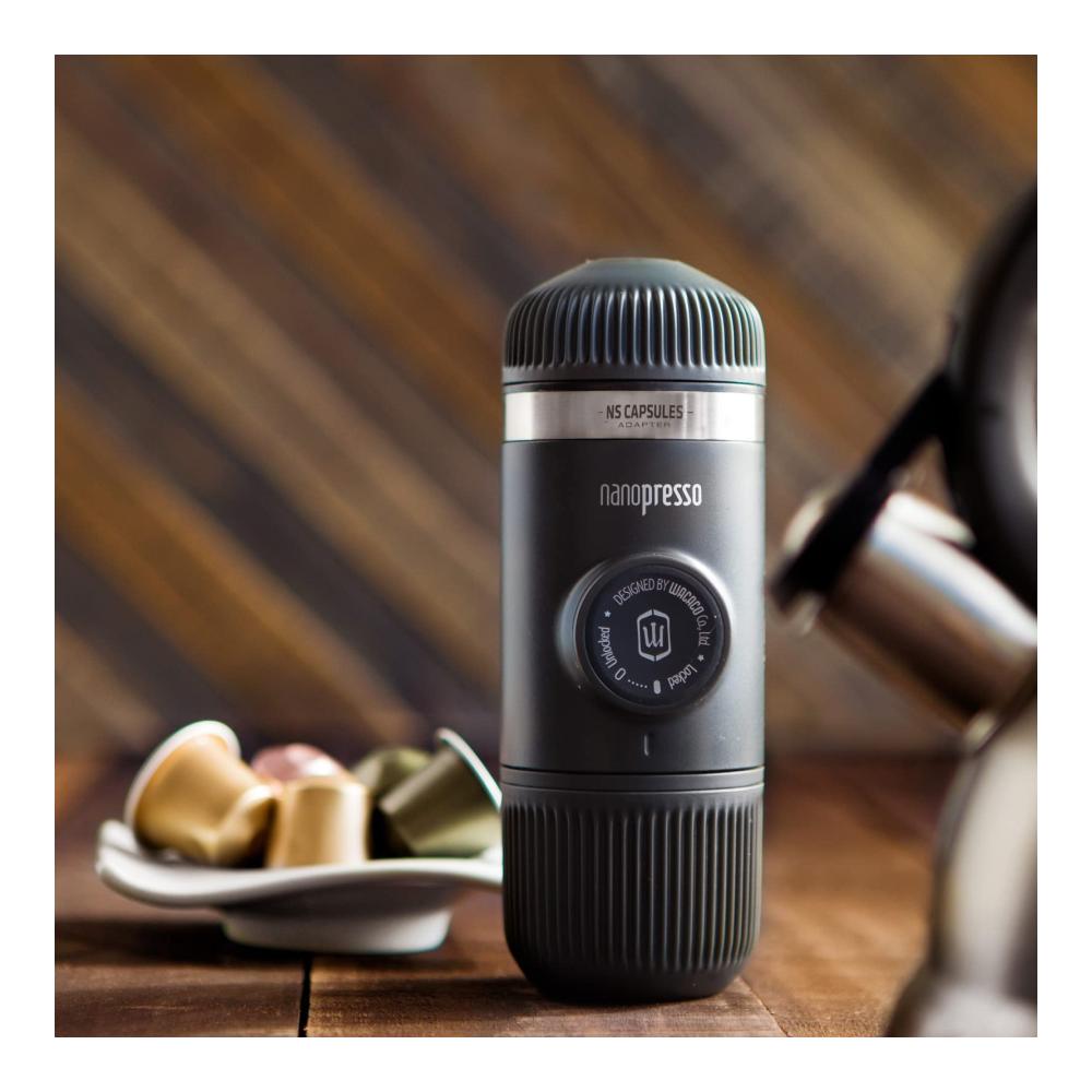Nanopresso Tragbare Espressomaschine | 1-Tassen-Kaffeemaschinen | Aktualisierte Minipresso-Version | 18 bar Druck | Ideal für Camping & Reisen | Manuell betrieben | Kompakt & Leistungsstark