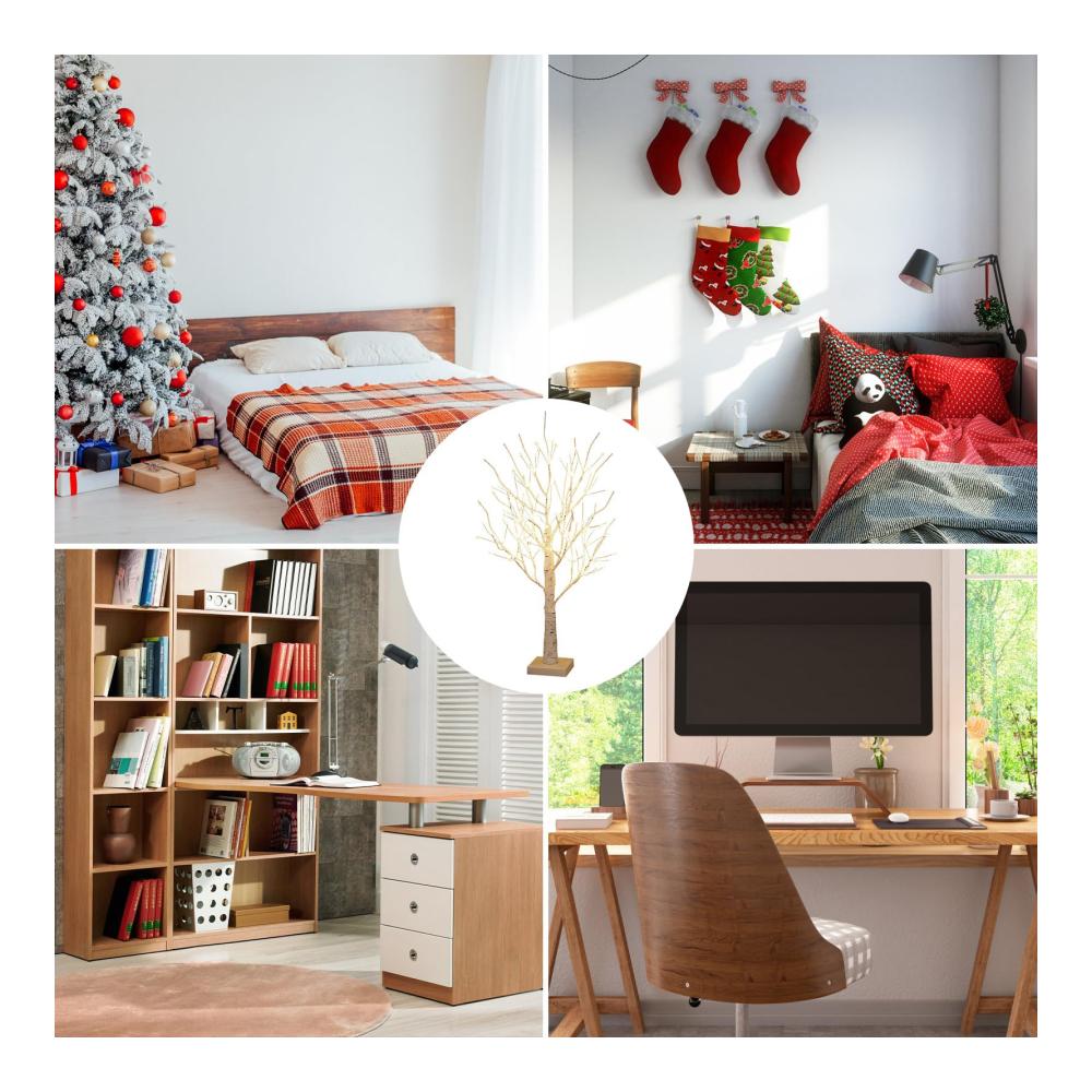 Entzückender LED-Birkenbaum Warm beleuchteter Feenbaum mit USB. Tragbares DIY Kunstwerk für Desktops & Regale. Perfekte Weihnachtsdekoration