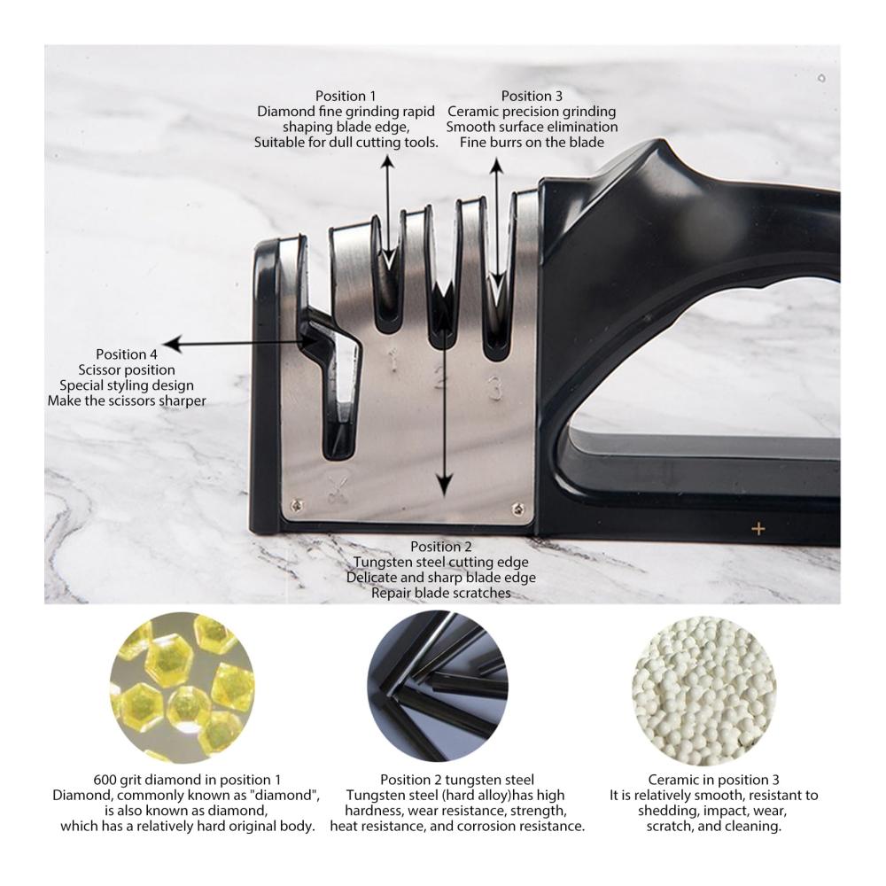 Chef Cutter Sharpener - 4-stufiger Manueller Messerschärfer mit Weichem Griff | Schnelles Schärfen und Polieren für Präzises Schneiden | Küchenschärfer zur Reparatur und Pflege