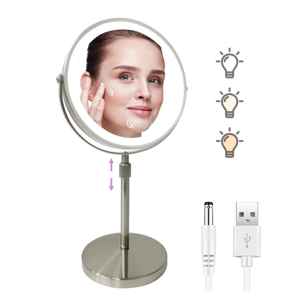 Modernes Design WITFAMILY 8 Tischspiegel mit 10x Vergrößerung und einstellbarer Helligkeit – Perfekt für Makeup und Hautpflege