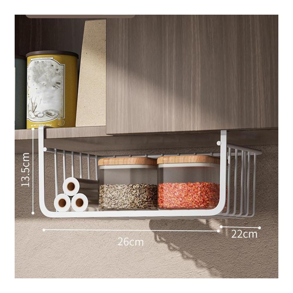 Maximale Organisation Hängender Metall-Aufbewahrungskorb unter dem Regal | Multifunktionaler Schrankkorb für Küche Büro Speisekammer Schreibtisch | Platzsparender Organizer (L schwarz
