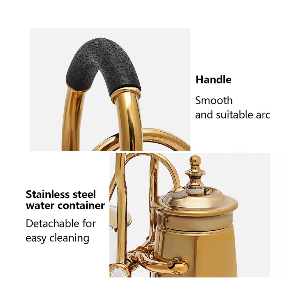 Edle Belgische Belgien Royal Family Balance Siphon Kaffeemaschine | Filterkaffeemaschinen | Eleganter Doppelt Geriffelter Fulcrum mit T-Griff | Goldfarben | Perfekte Kaffeekreationen