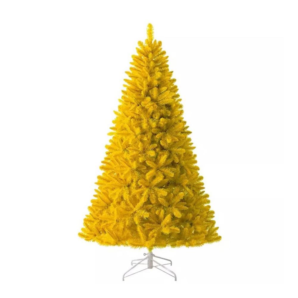 Erleuchten Sie Ihr Zuhause mit unserem luxuriösen gelben künstlichen Weihnachtsbaum - 150 cm bis 240 cm. Perfekte Verschneite Heimdekoration