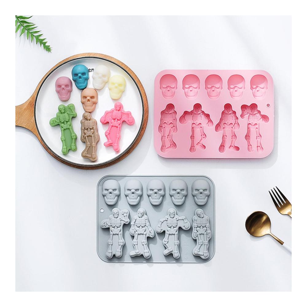 Premium Schokoladenformen Set 2 Stück Halloween-Kürbis & Grim Reaper Silikonformen für Süßigkeiten Kuchen & mehr - Ideal für Weihnachten & Partys