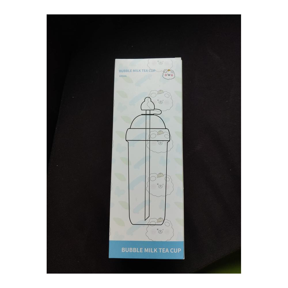 Wiederverwendbare Strohhalme - Nachhaltigkeit trifft auf Stil Bubble Tea Becher Set mit Deckel und Strohhalm verstellbare Träger 680 ml (Blau