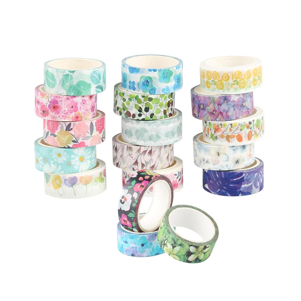 Entdecken Sie Kreativität mit Stil 18 Rollen Blumen Washi Tape Set - Bunte Klebebänder für einzigartige Bullet Journals DIY-Handwerk und Planners - Dekoratives Masking Tape für Scrapbooking und mehr