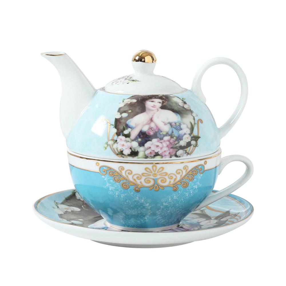 Elegantes Bone China Tea for One Set - Teekanne und Tassen für eine Person - Perfektes Geschenk für Frauen und Mädchen - 300ml Teekanne - Stilvolles Teeset für entspannende Momente