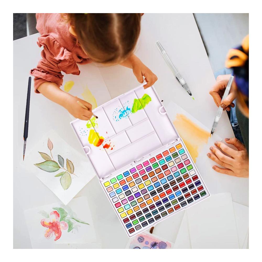 Entfalten Sie Ihre Kreativität 120 Aquarellfarben Set mit Metallic & fluoreszierenden Tönen im Aquarellkasten – Perfektes Aquarell Set für Einsteiger und Künstler. Hochwertige Wasserfarben für lebendige Meisterwerke