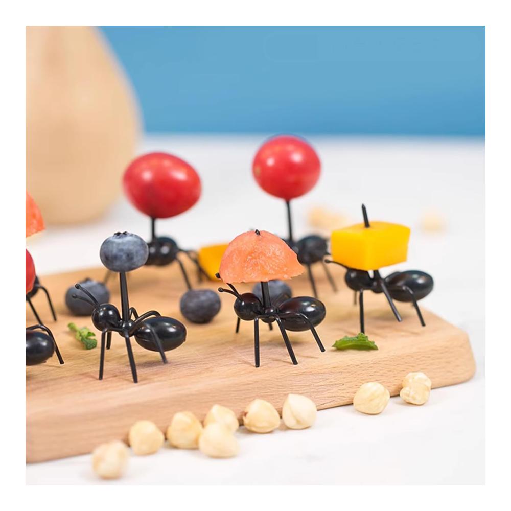 Kreative Mini-Obstgabeln - 48er Set für Kinder mit Ameisen-Design - Wiederverwendbare Gabeln für Snacks Desserts Kuchen und mehr - Ideal für Hochzeiten und Geburtstage