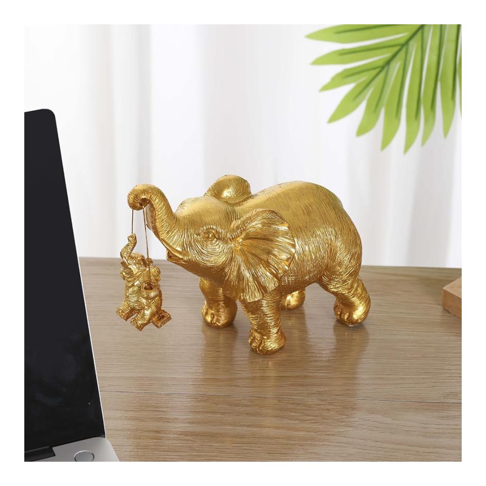 Elefanten-Anhänger aus Kunstharz Glücksbringer mit stilvoller Gold/Silber-Verzierung für Zuhause Wohnzimmer & Dekoration - Niedliche Elefanten-Kunst
