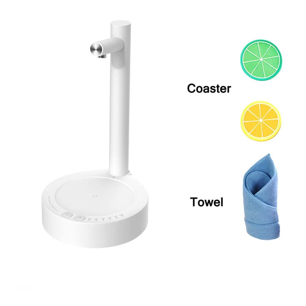 Intelligenter Kühler & Wasserspender Desktop-Pumpe mit Eimer automatisch & abnehmbar für Home Office & Outdoor inkl. Handtuch & Untersetzer (Weiß