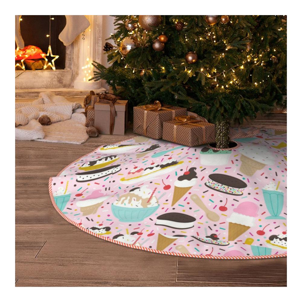 Entzückender Weihnachtsbaumständer Personalisierbare Polyester-Decke für festliche Dekorationen - Perfekt für Weihnachten Partys Urlaub und Neujahr im Innen- und Außenbereich! Maße 76x91x122 cm. Verleihen Sie Ihrem Fest eine süße Note wie Eiscreme