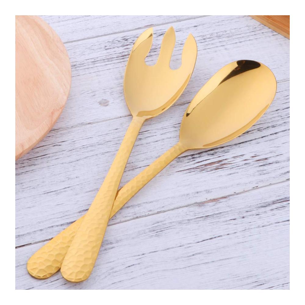 Entdecken Sie Eleganz Edles 2-teiliges Salatbesteck-Set in Goldoptik aus hochwertigem Edelstahl - Perfekt für stilvolles Servieren von Salaten