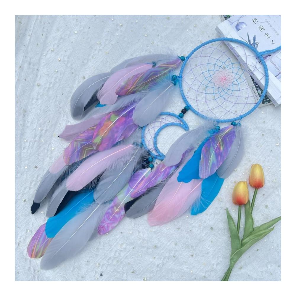Handgefertigter Feder Traumfänger Wandtattoo - Mobiles Dreamcatcher Set für Schlafzimmerdekoration Hochzeitsfeiern & Geschenke - Kinderzimmer Ornament mit Stil