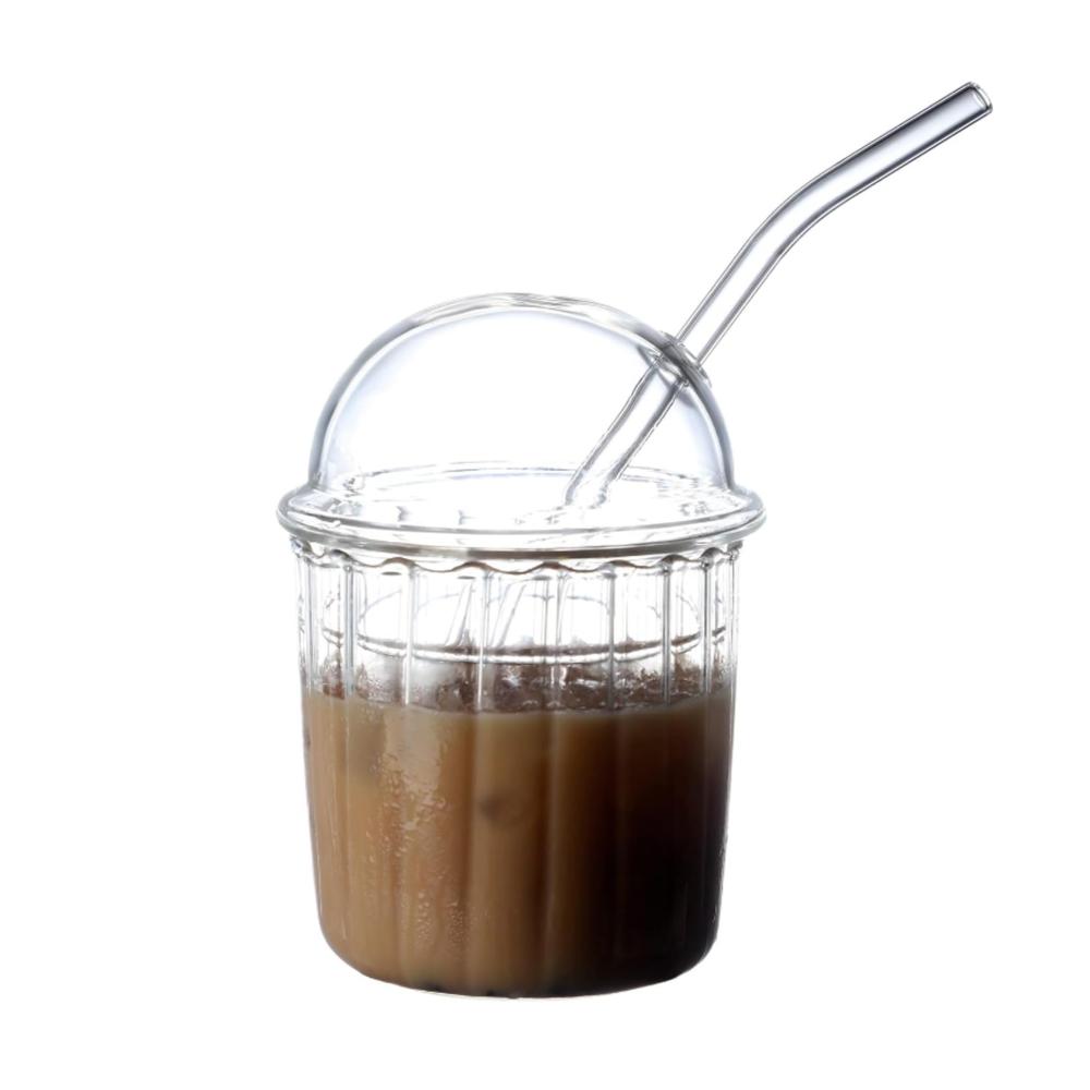 Entdecken Sie den Genuss mit unseren wiederverwendbaren Kaffee- & Teegläsern 14oz/450 ml Glas mit Strohhalm und Deckel für erfrischende Getränke! Ideal für unterwegs zu Hause oder im Büro
