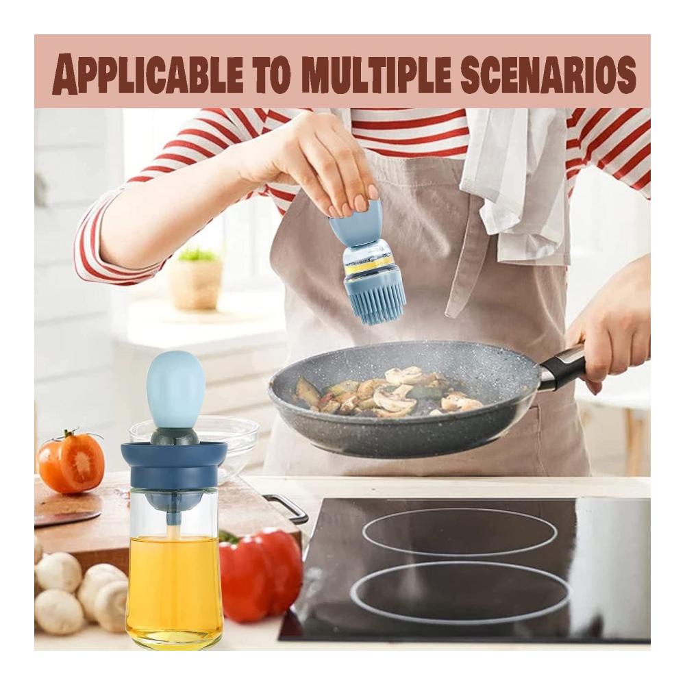 Hochwertiger Backpinsel und Ölflasche Set – 6 oz Auslaufsicherer Glas-Ölspender mit Silikonpinsel – Ideal für Küche Grillen und Backen – Spülmaschinenfestes Oliveöl-Flaschenset