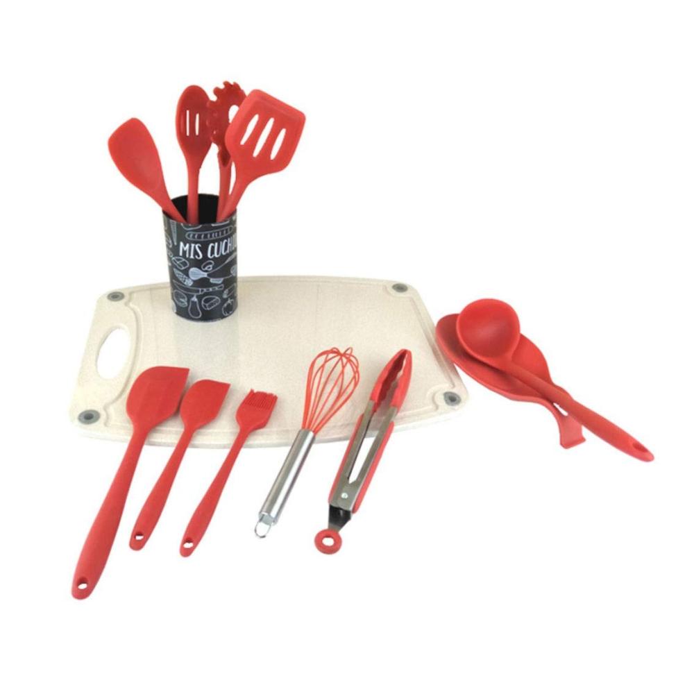 Premium Pfannenwender Set – 10-teiliges Silikon Küchenhelfer Set inkl. Antihaft-Spatel Löffel Lebensmittelzange Eierbeater – Perfekte Küchenwerkzeuge für Kochen Backen & mehr (Farbe B