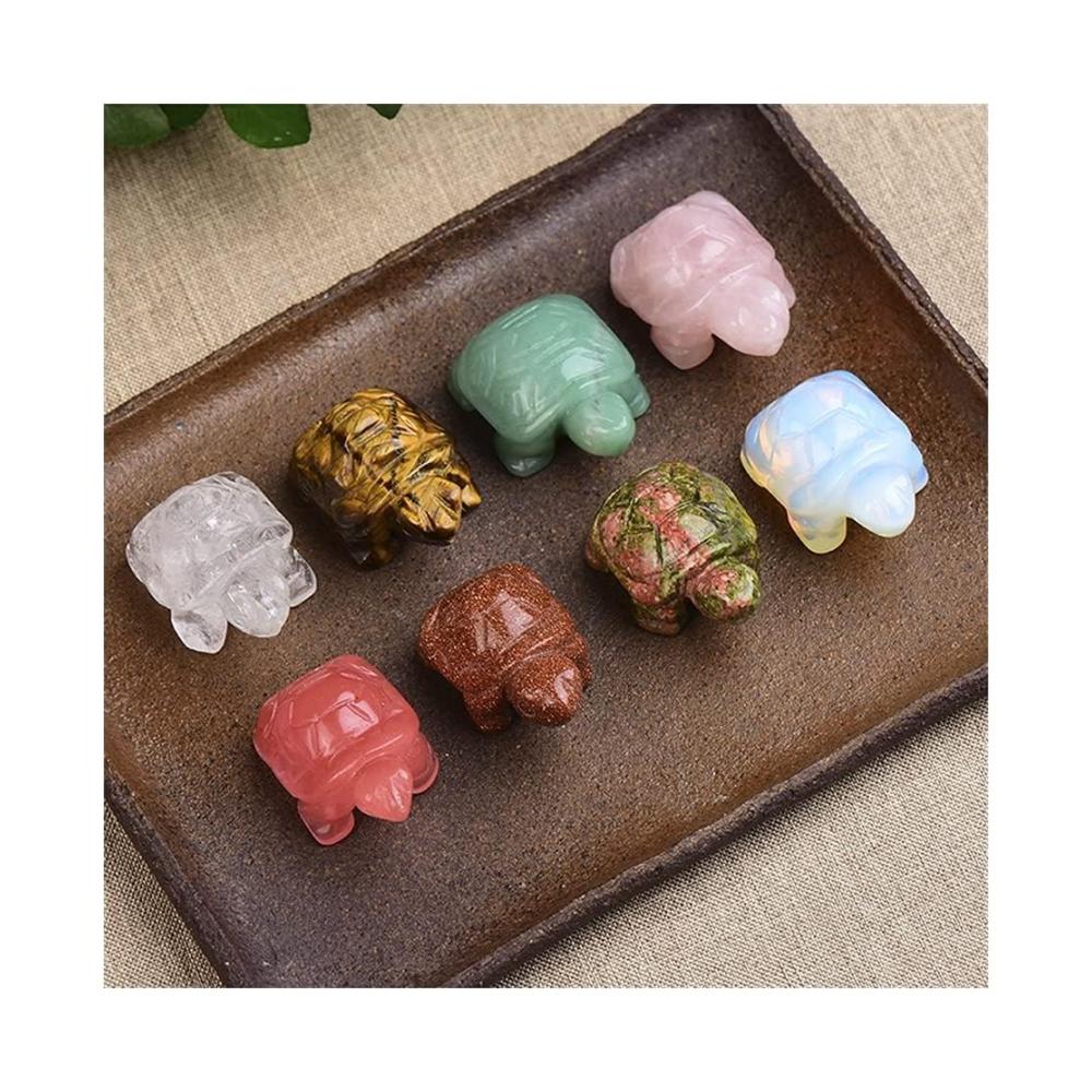 Exquisite Handarbeit Zimmerbrunnenzubehör - Kleine Schildkröten aus natürlichem Kristall für Gesundheit und Dekoration - Handgeschnitzte und polierte Kunstwerke für Ihr Zuhause - Perfektes Souvenir und Sammlerstück von QINTINYIN