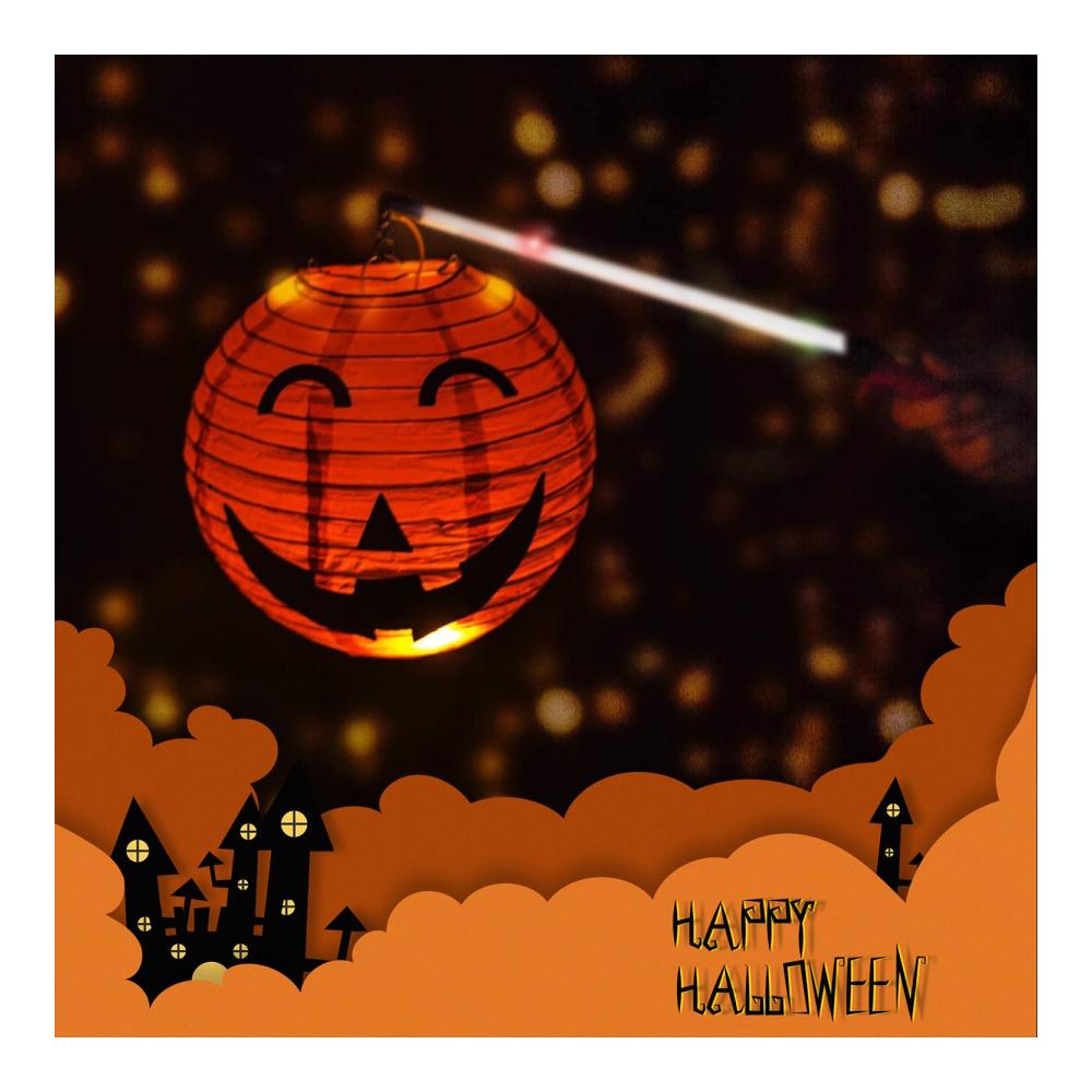 LED Laternenstab Set mit 8 Papierlaternen - Ideale Dekoration für St. Martin Halloween und Kinderpartys - Elektronischer Laternenstab mit 40 cm Länge - Stimmungsvolle Beleuchtung für Kostümpartys