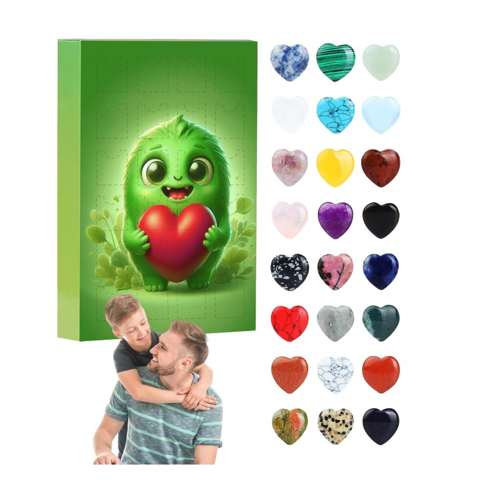 Dekorativer Adventskalender Valentinstagszauber mit Edelsteinen | Romantischer Countdown-Kalender mit bunten Kristallen für Partydekorationen im Schlaf