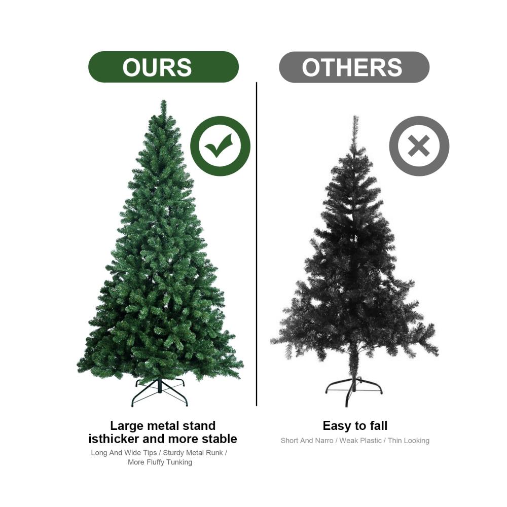 Erleben Sie festliche Magie 6FT Künstlicher Weihnachtsbaum mit 820 Zweigspitzen aus hochwertigem PVC. Perfekte Weihnachtsdekoration und Halloween-Highlight mit stabilem Metallständer für stressfreie Feierlichkeiten! Schaffen Sie zeitlose Erinnerungen