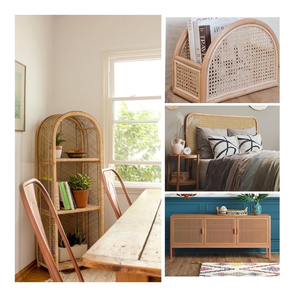 Hochwertige Rattan-Gurtbandrolle für DIY-Projekte | Schimmelfestes Flechtrohrgewebe für Stuhlreparaturen | 15m x 40cm Holzfarbe | Perfekt für Wiener Geflecht