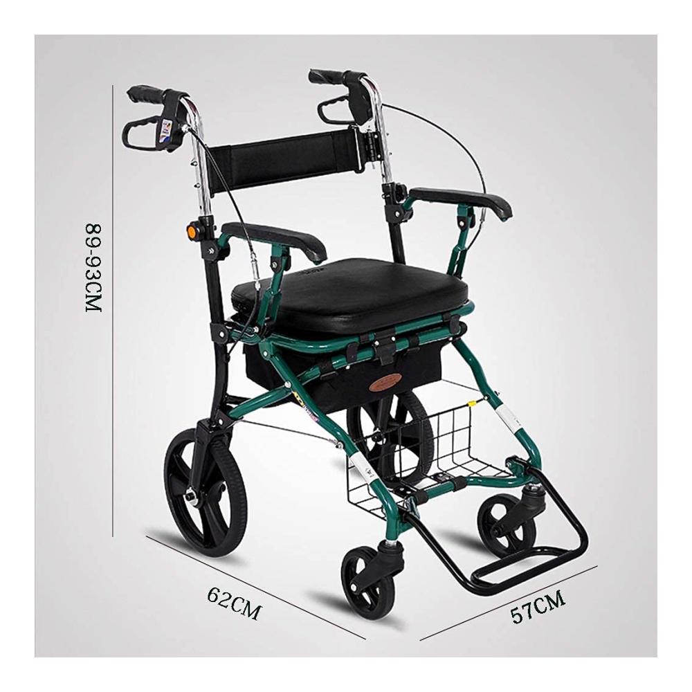 Bequemer Einkaufswagen mit Sitz | Faltbarer Trolley für Senioren | Vierrädriger Einkaufstrolley | Tragbarer Rollator | Einkaufswagen für ältere Menschen | Leicht zu bedienen und glücklich shoppen