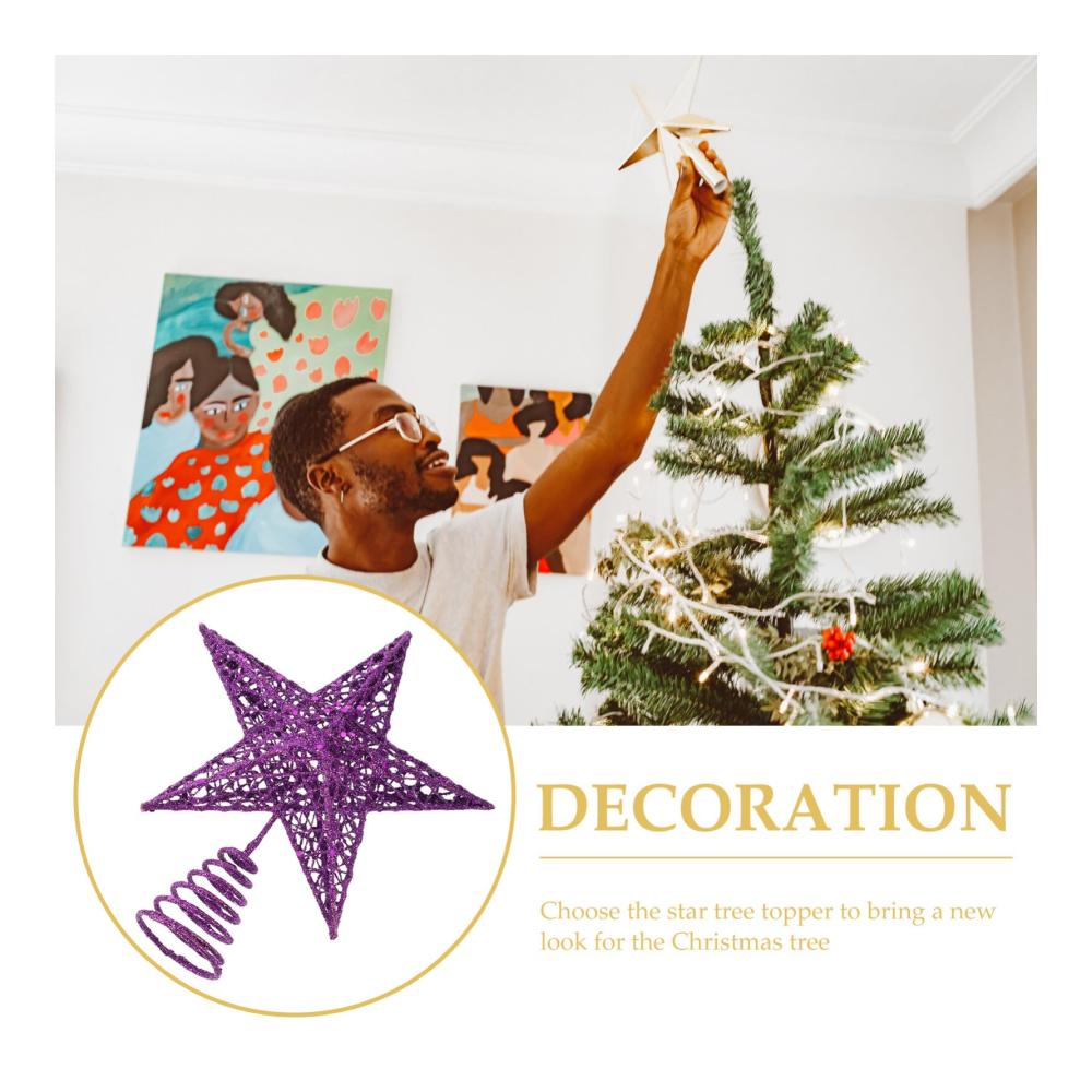Glitzernde Weihnachtsbaumspitze Lila Stern mit 5 Spitzen für festliche Winterdekoration - Perfekt für Feiertage Partys & Heimdekoration