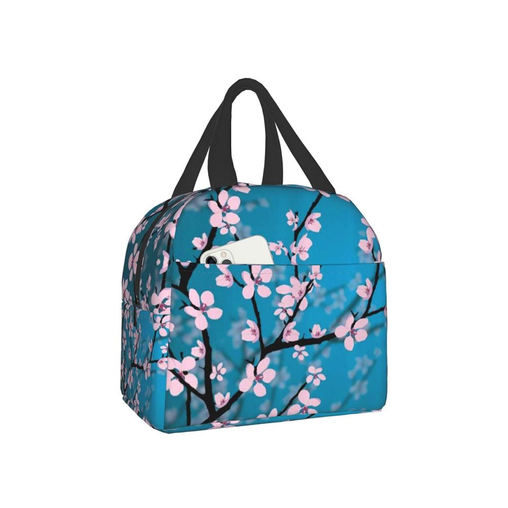 Entdecken Sie Stil und Funktion Moderne isolierte Lunchtasche für Damen und Herren mit bezauberndem Kirschblüten-Design. Auslaufsichere Kühltasche ideal für Erwachsene perfekte Lunchbox für Kinder. Genießen Sie frische Mahlzeiten unterwegs bei Arbeit Schule und Picknick