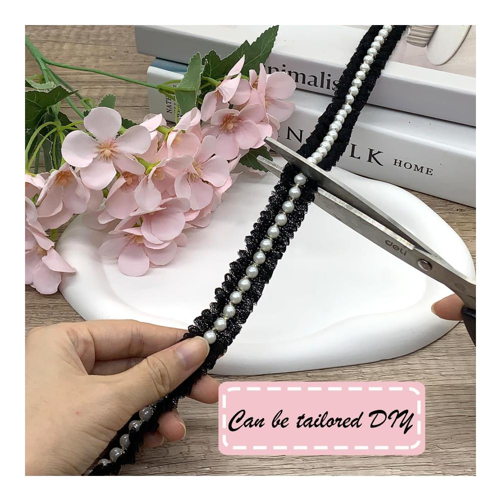 Entdecken Sie Eleganz Exquisites DHER Perlenband Spitzenband - 45 Meter mit duftendem Windnetz Perlen-Häkelband Perlspitze Gurtband für DIY Rockdekoration Kragen und Manschetten. Verleihen Sie Ihrem Stil mit 2 cm breitem Perlenband in Schwarz eine einzig