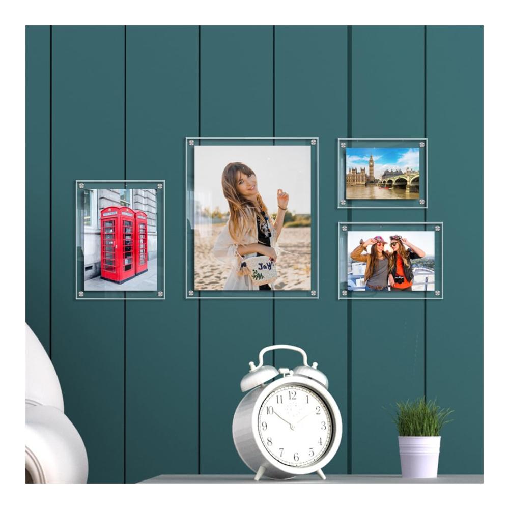 Premium Magnetrahmen Set - 2er Pack Transparente Acryl Bilderrahmen für Doppelseitige Präsentation - Rahmenlos & Elegant - Idealer Acryl Fotorahmen für Zuhause Büro und Galerie