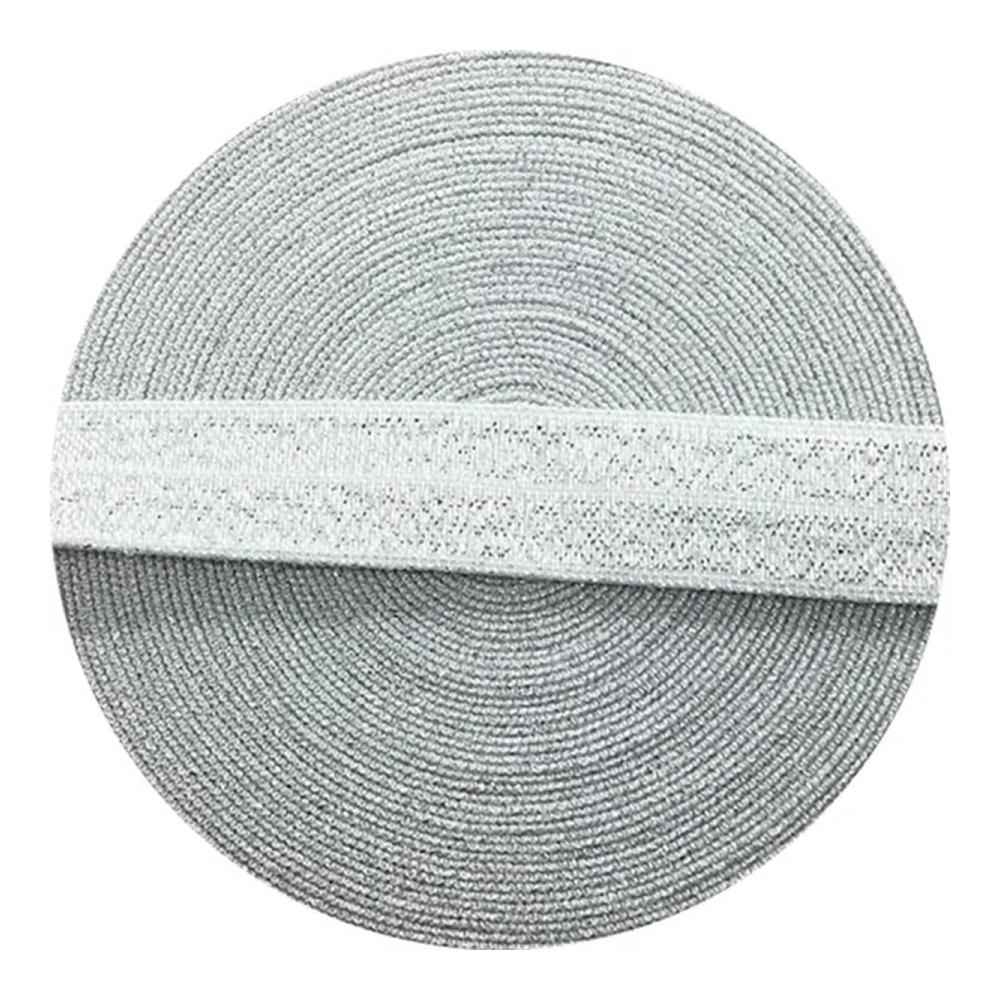 5 Yards elastisches Band - Hochwertiges umklappbares Spandex-Elastikband zum Nähen von Spitzenkanten | Für Bekleidungszubehör | Silber | 15 mm breit | 5 Yards/L
