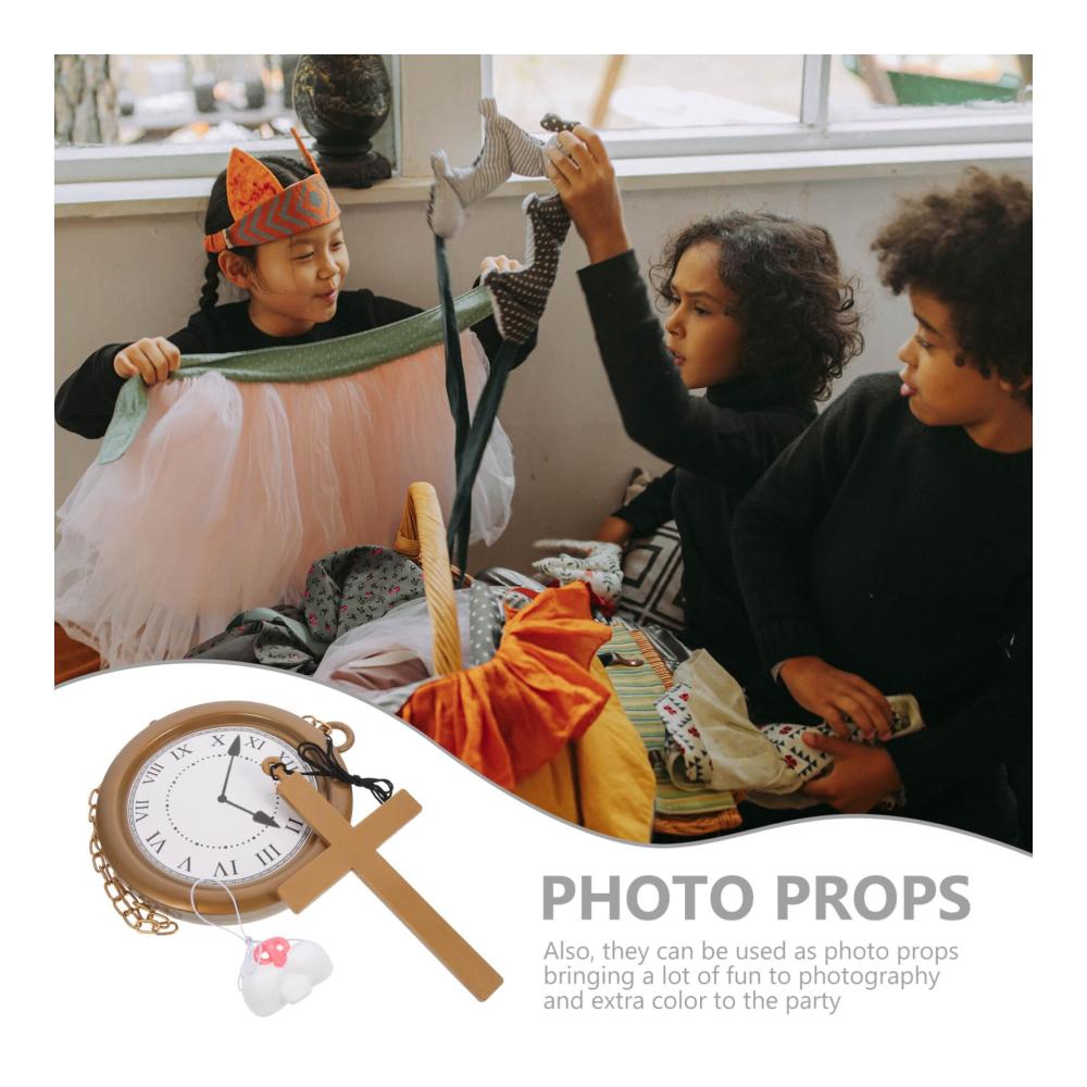 Fröhliches Osterfest Hippie-Party Accessoires - Kaninchennase Gesichtsmaske Halskette & Uhr - Perfekt für Frühlings- und Osterverkleidungen