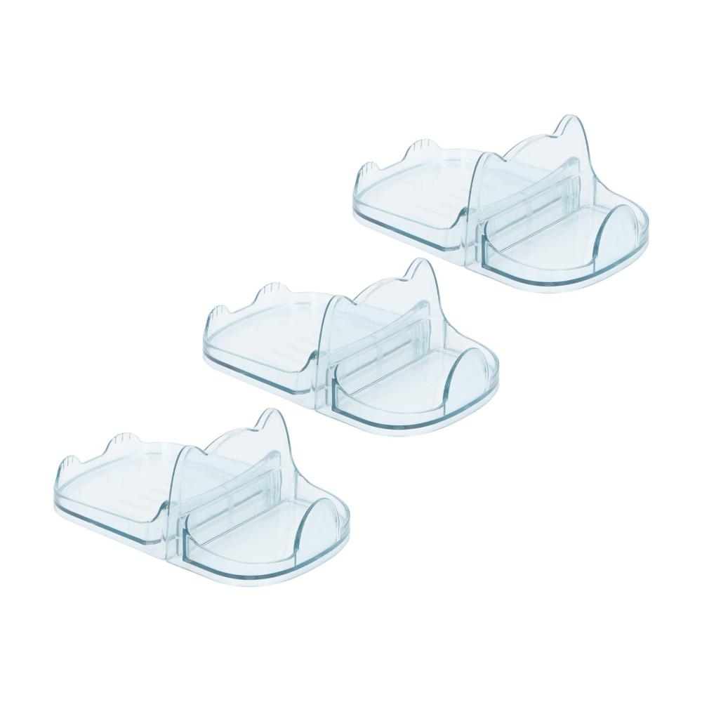 Organisieren Sie Ihre Küche mühelos! 3-teiliger Kunststoff-Desktop-Topfdeckelhalter für platzsparende Aufbewahrung. Abtropfbarer Topfdeckelständer für stressfreies Kochen