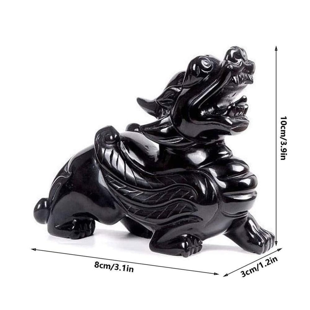 Bringen Sie Glück und Wohlstand in Ihr Zuhause! Paar Chinesische Feng-Shui-Pixiu/Piyao-Statuen aus Natürlichem Obsidian - Perfekte Ornamente für Harmonie und Reichtum im Büro und