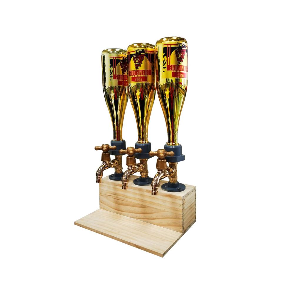 Holz Cocktail-Sets 3-Kopf Spirituosenspender & Shaker Geschenkset - Likörspender & Wasserhahn für Hausbar - Perfekt für Cocktails Wein & mehr